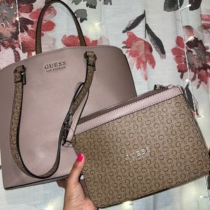 Used ONCE. “Guess” Los Angeles shoulder bag WITH clutch included inside